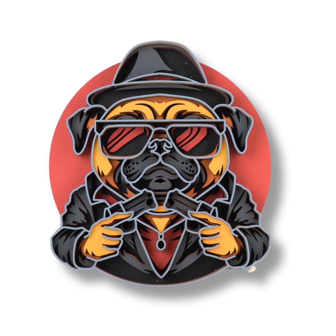 Wanddecoratie Mopshond meerdere lagen