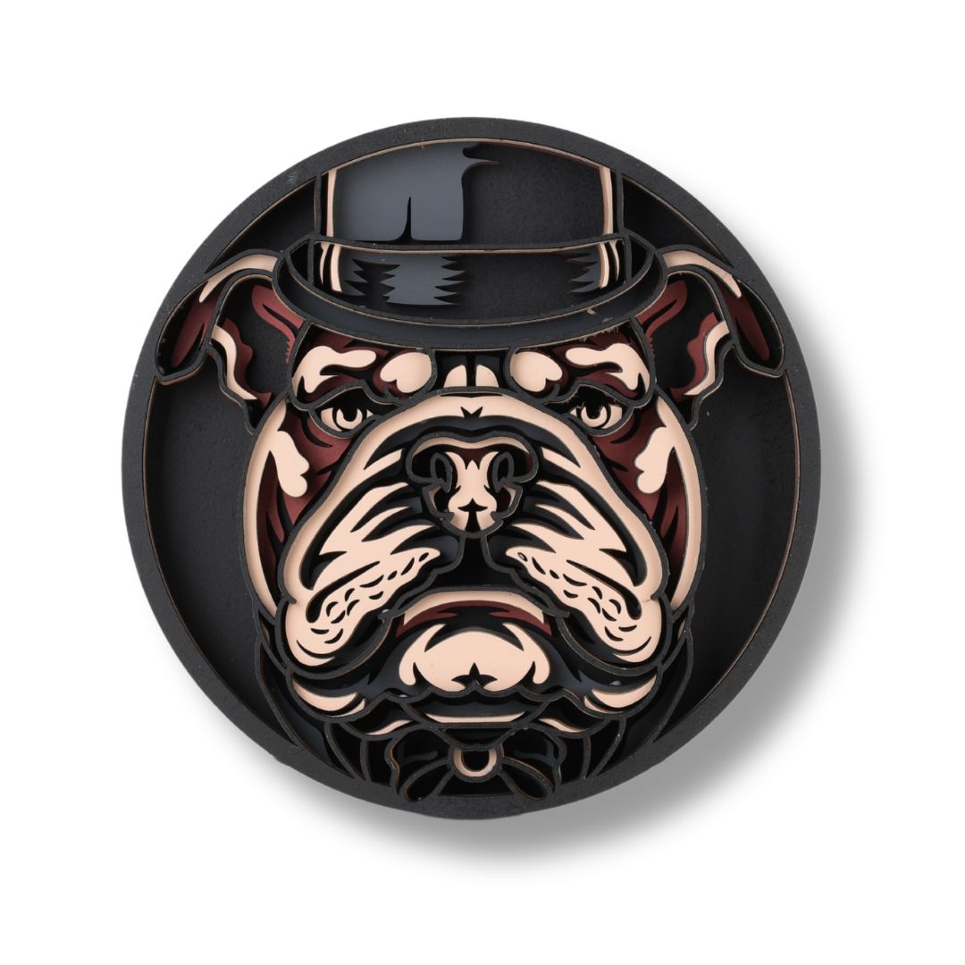 Wanddecoratie Engelse bulldog meerdere lagen