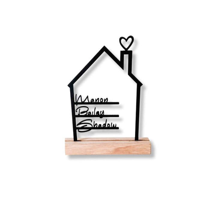 Tekstraam huis met eiken houder