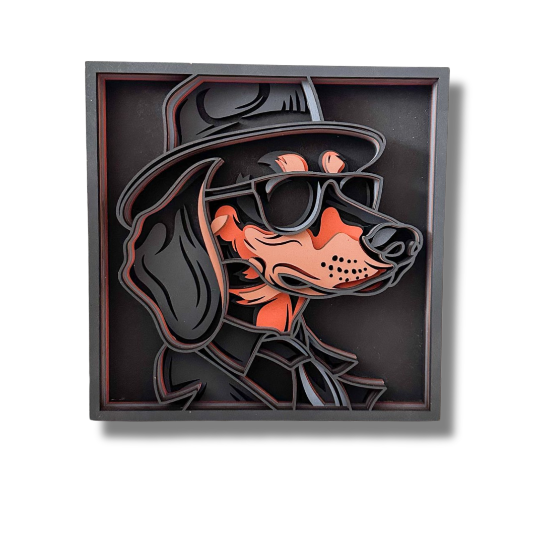 Wanddecoratie teckel meerdere lagen