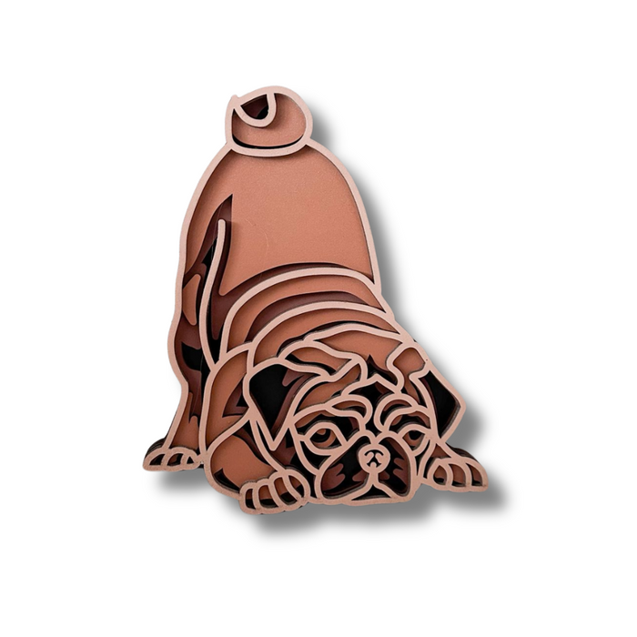 Wanddecoratie Mopshond meerdere lagen